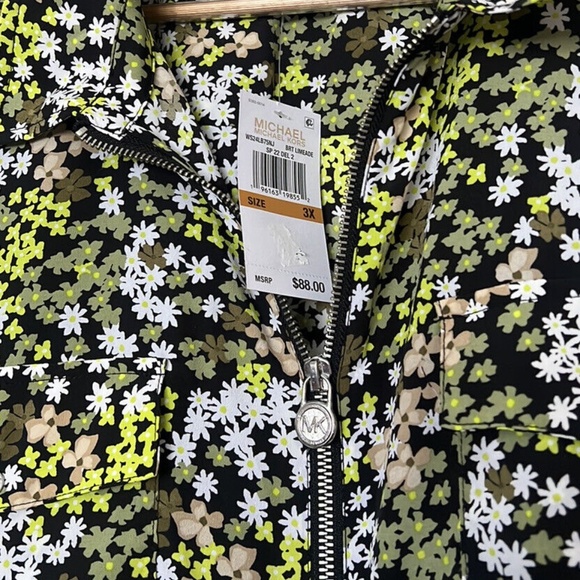 Michael Kors Floral Print Zip Shirt Top - Picture 4 of 6